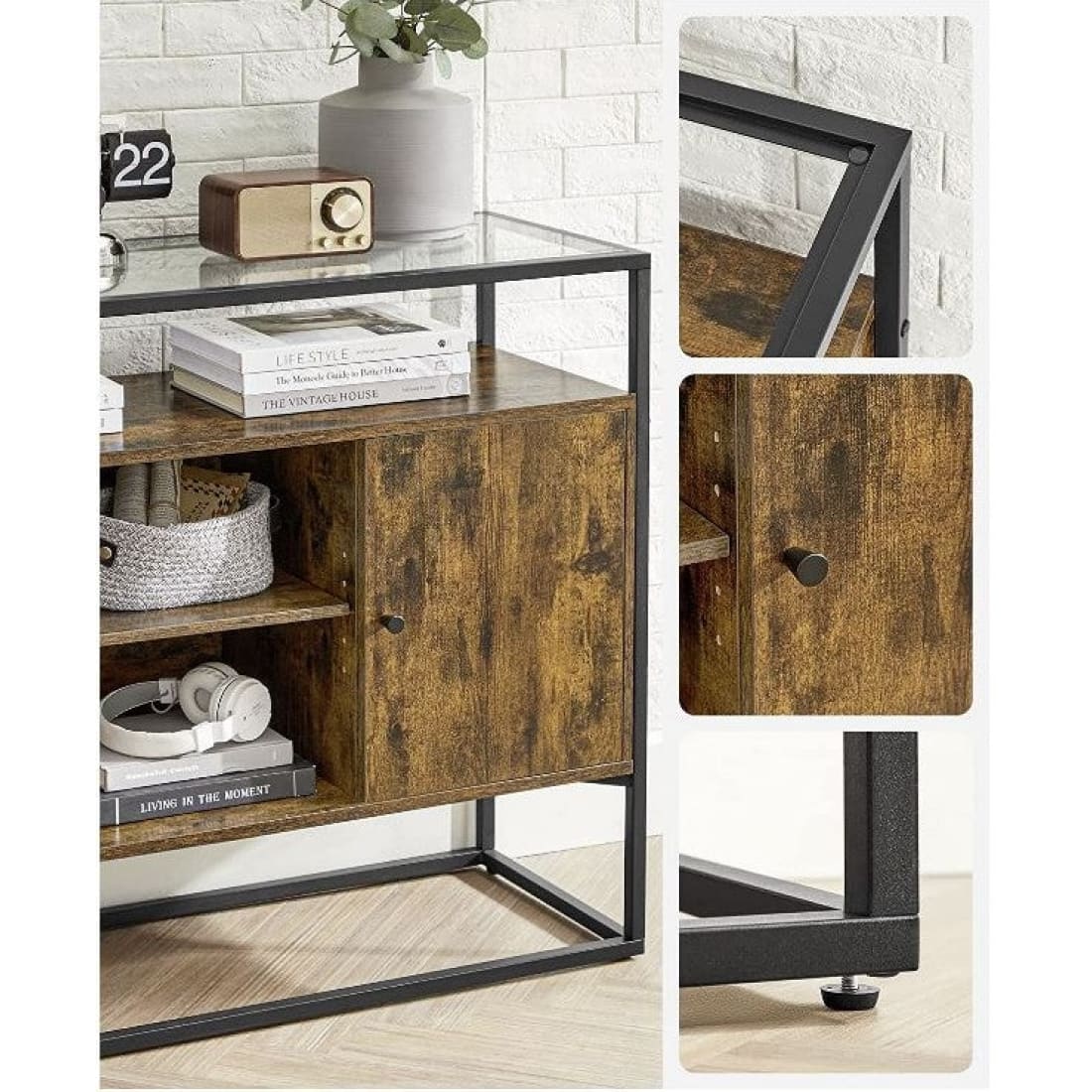 Mazuza Home - Dressoir - Met glazen oppervlak - Industieel -