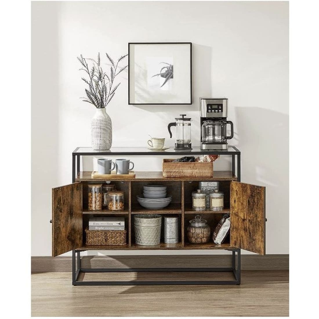 Mazuza Home - Dressoir - Met glazen oppervlak - Industieel -