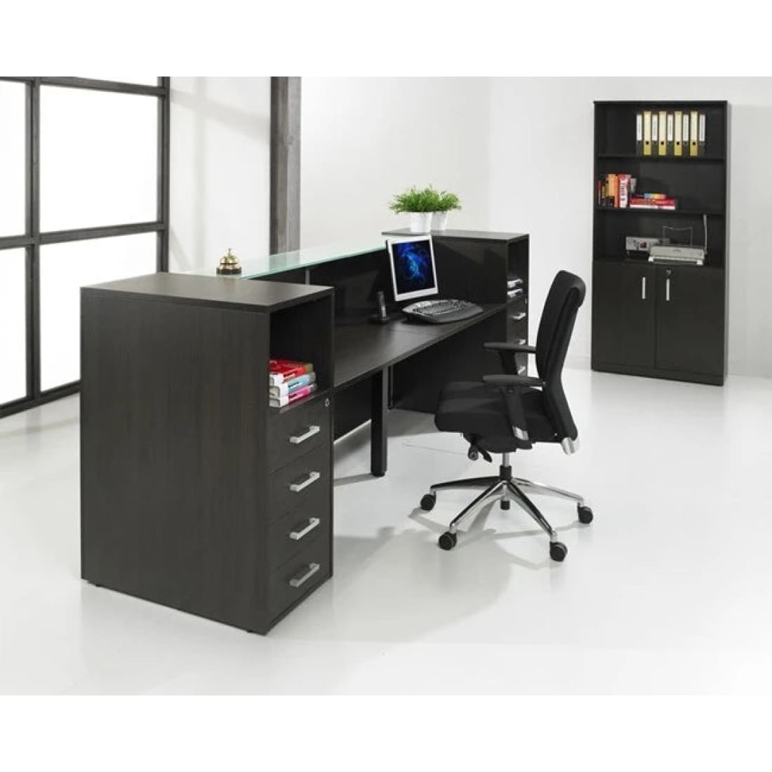 Ontvangstbalie Manage IT 188 cm - Donker Eiken - Receptie