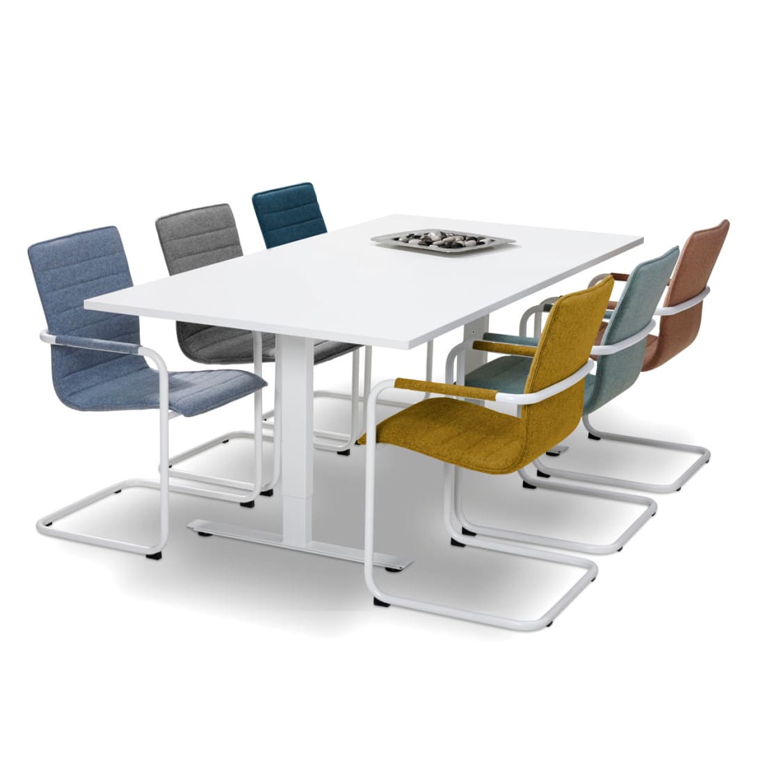Vergadertafel Easy Wit/Wit 6 Personen 200x100cm -