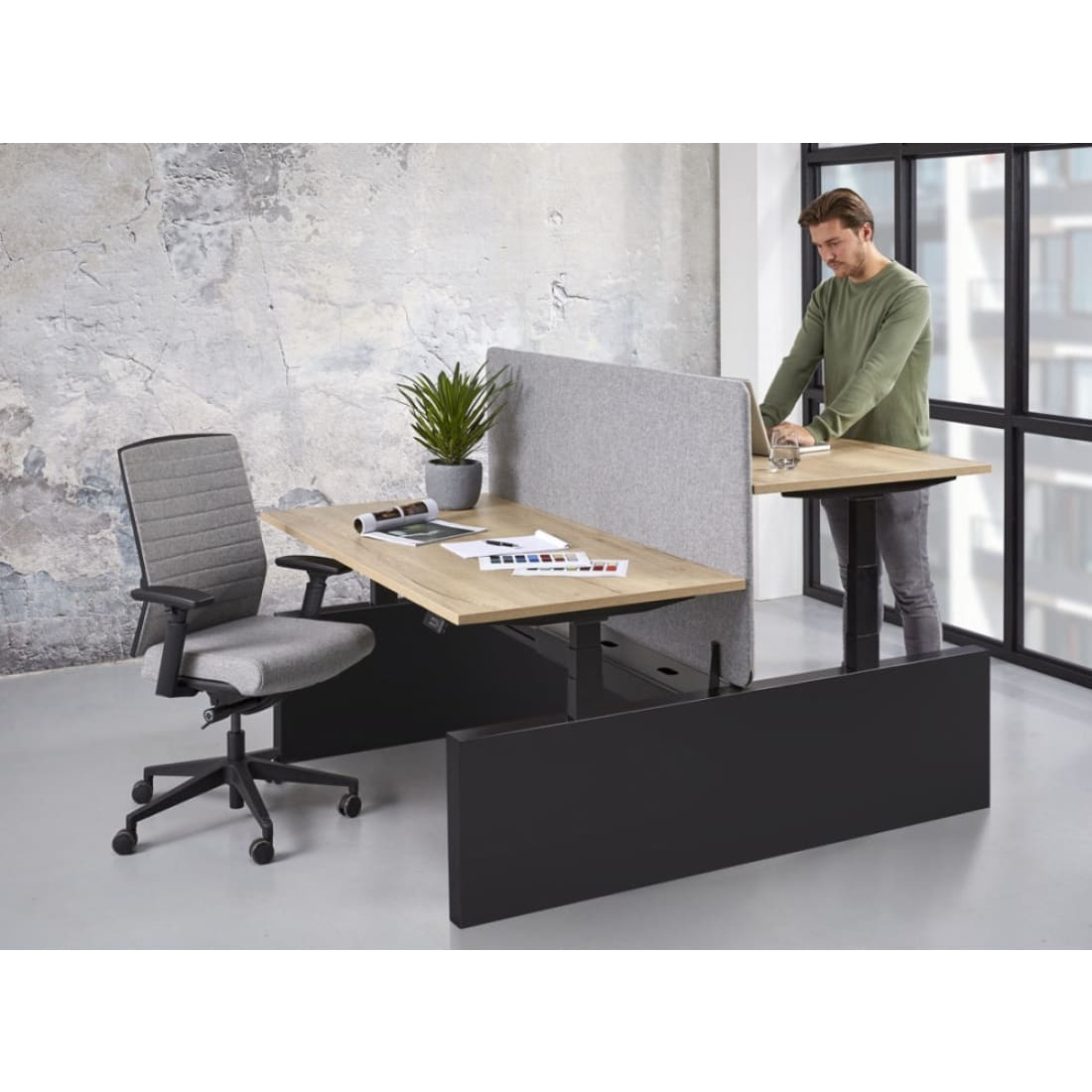 Duo Bureau Bench-Pro Zit/Sta Elektrisch Verstelbaar