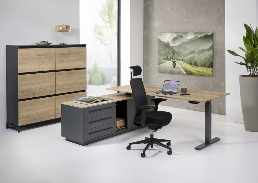 L-Directiebureau Hudson Zit/Sta Elektrisch 224x180cm Rechts Halifax