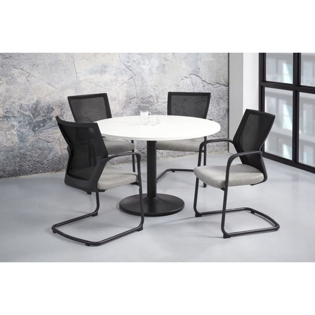 Manhattan Ronde Vergadertafel Ø120CM 4 personen - Wit Blad -