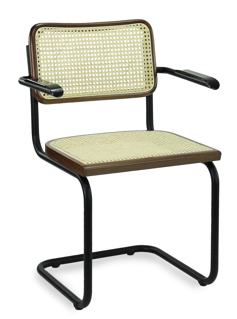 Workliving Bas Eetkamerstoel - Rotan Design Walnoot / Zwart - met armleggers - Workliving - Rotan eetkamerstoelen- Workliving