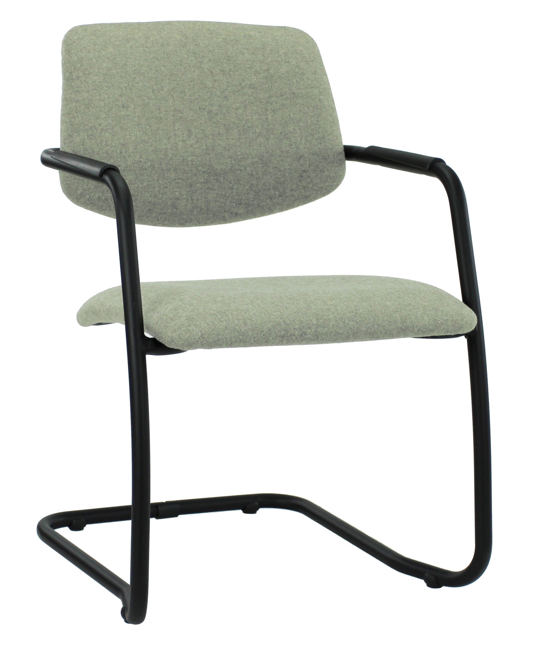 Workliving Vergaderstoel X5 - Sledeframe - Wolvilt Fenice 455 zachtgroen - frame zwart - Workliving - Vergaderstoelen- Workliving