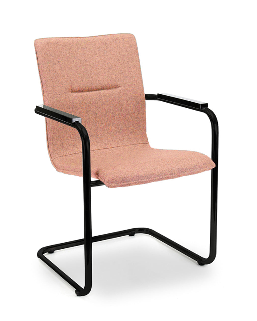 Worteling Meeting chair X6 - Sleedeframe - Wolvilt Fenice 152 Soft pink - Frame Black