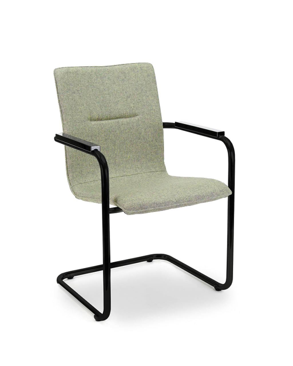 Workliving Vergaderstoel X6 - Sledeframe - Wolvilt Fenice 455 zachtgroen - frame zwart - Workliving - Vergaderstoelen- Workliving