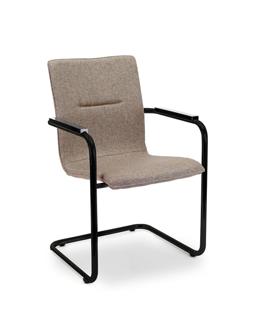 Workliving Vergaderstoel X6 - Sledeframe - Wolvilt Fenice 511 lichtbruin - frame zwart - Workliving - Vergaderstoelen- Workliving