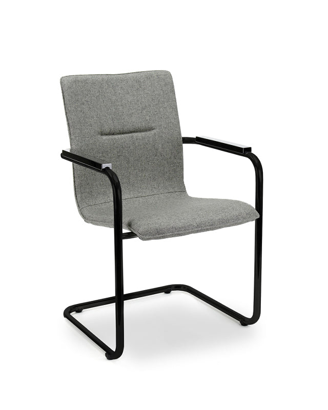 Workliving Vergaderstoel X6 - Sledeframe - Wolvilt Fenice 602 middengrijs - frame zwart - Workliving - Vergaderstoelen- Workliving
