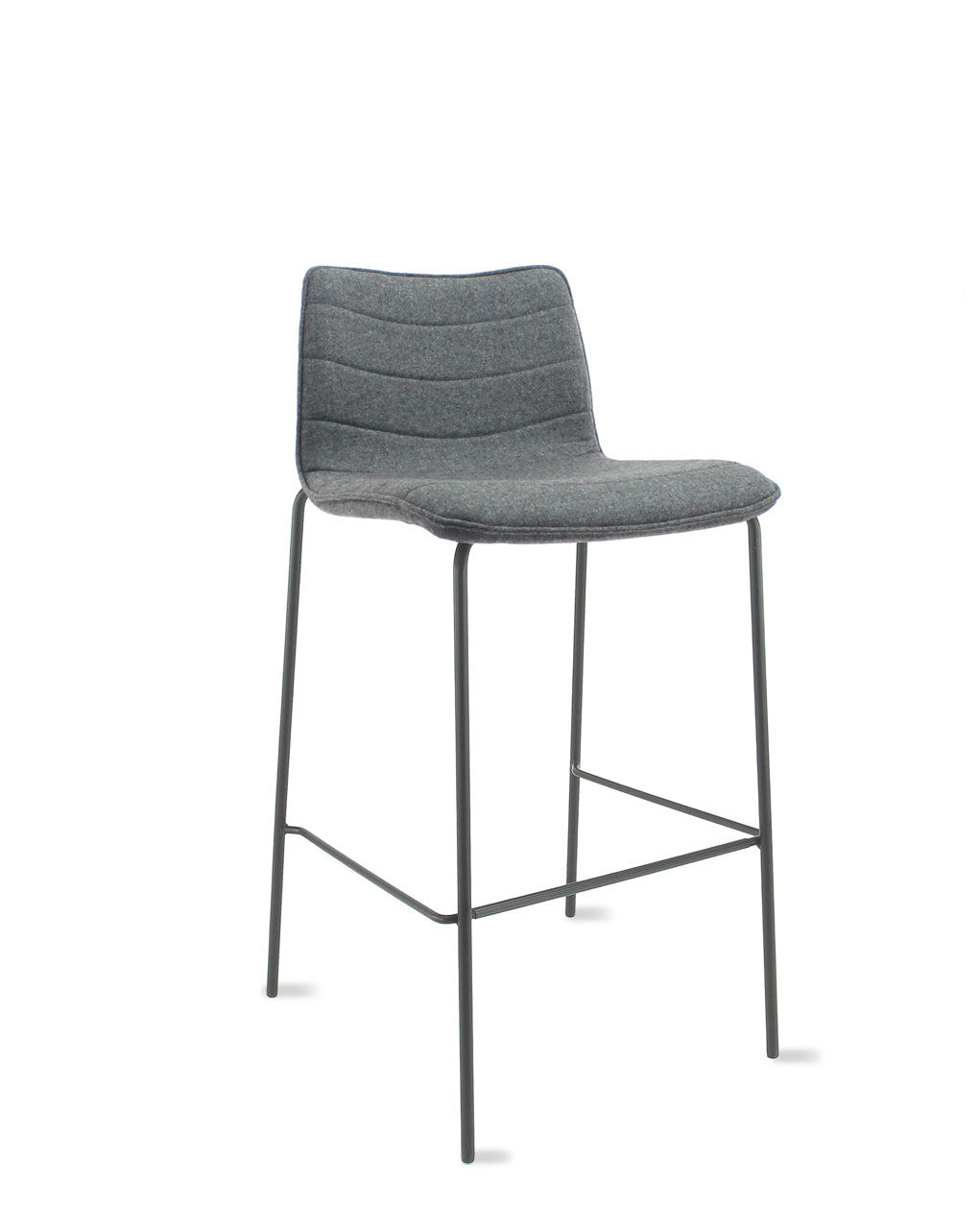 Workliving Verona Barkruk 75 cm - Wolvilt Fenice 602 middengrijs - frame zwart - Workliving - Hoge Barkrukken- Workliving