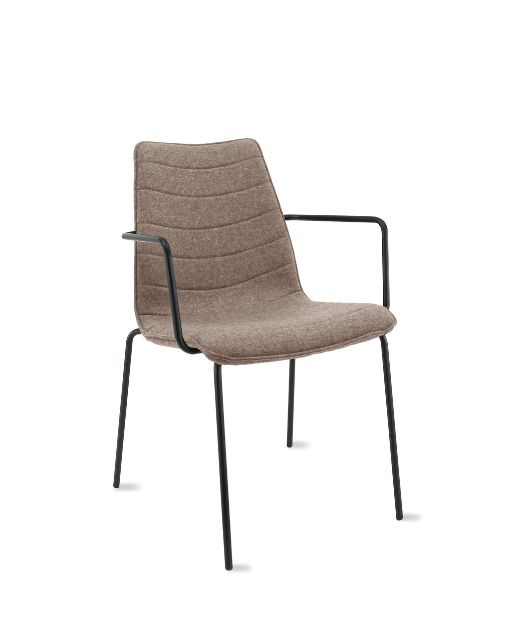 Workliving Verona Eetkamerstoel / Vergaderstoel - Met Armleuningen - Wolvilt Fenice 511 lichtbruin - frame zwart - Workliving - Wolvilt eetkamerstoelen- Workliving