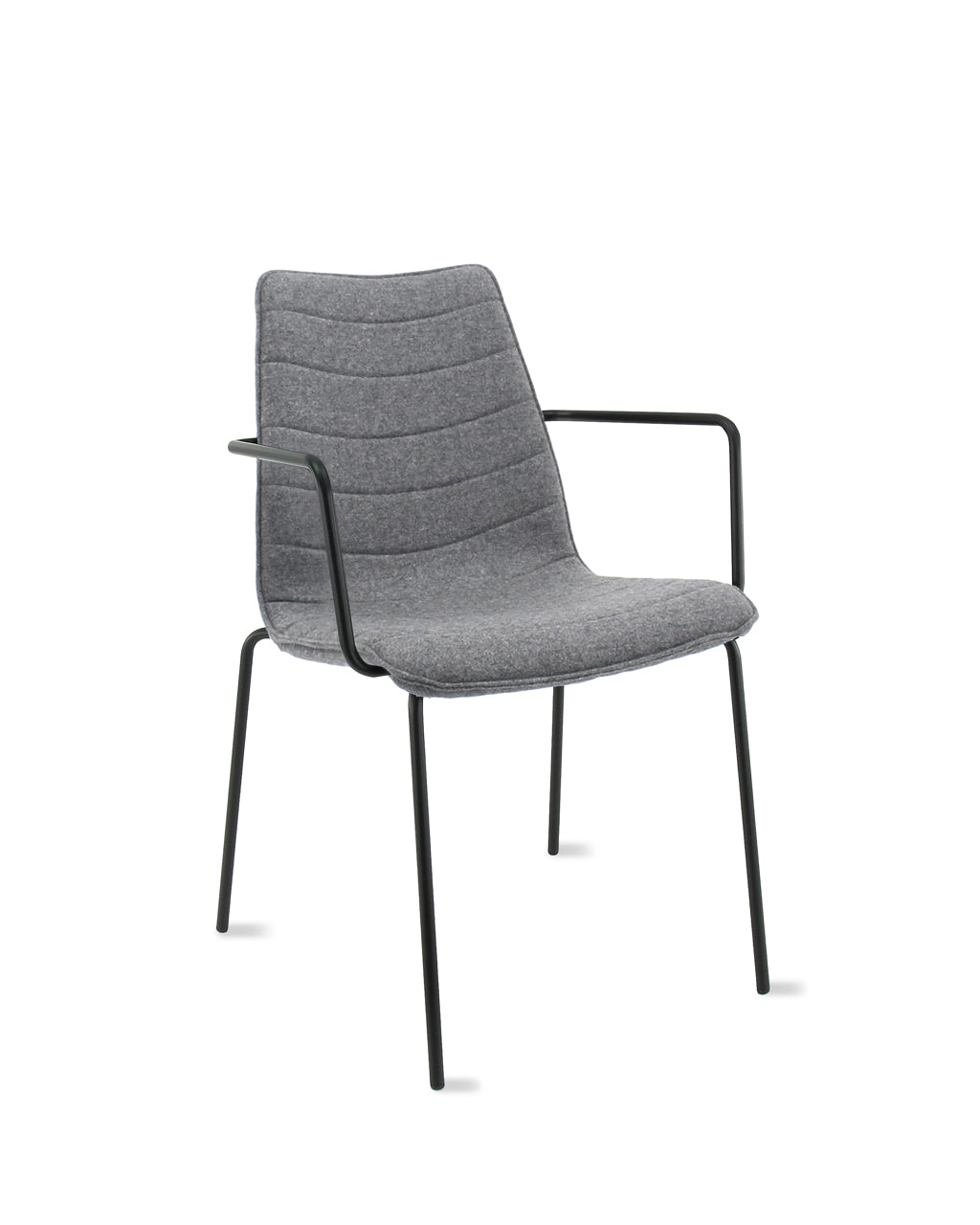 Workliving Verona Eetkamerstoel / Vergaderstoel - Met Armleuningen - Wolvilt Fenice 602 middengrijs - frame zwart - Workliving - Wolvilt eetkamerstoelen- Workliving