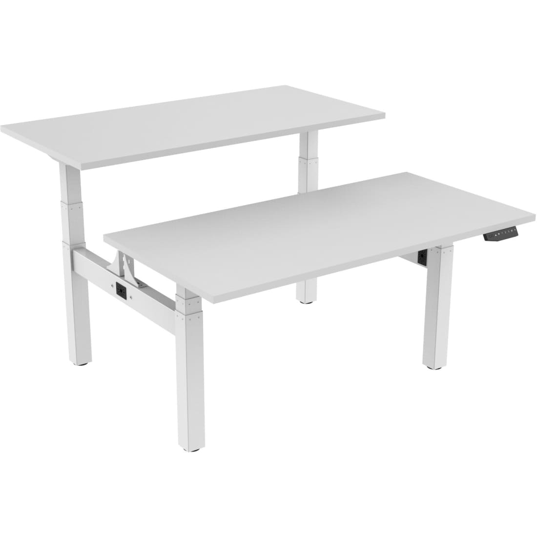 Elektrisch Verstelbaar Zit-Sta Frame Duo Bureau Wit Blad Wit