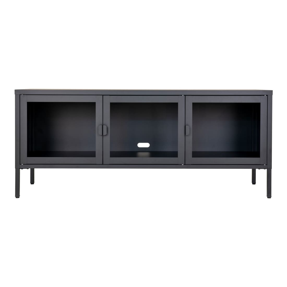House Nordic Brisbane TV Meubel - Zwart Staal - 3 Glazen