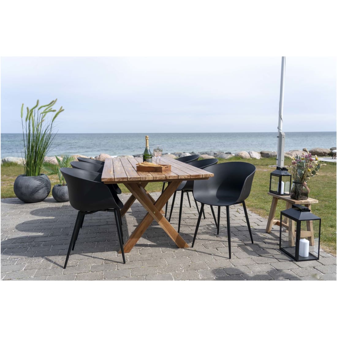 Sample Sale - House Nordic Roda Eetkamerstoel - Kuipstoel - Tuinstoel Zwart - Set van 2