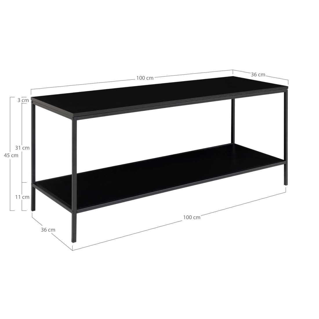House Nordic Vita TV Meubel - Zwart Frame - Zwart Houtlook