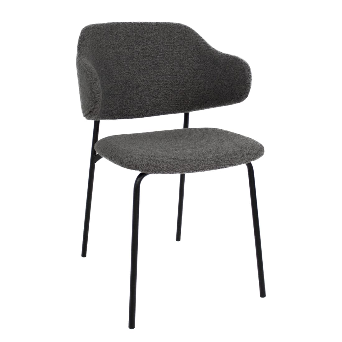 Kick Eetkamerstoel Ella - Boucle Donkergrijs - Bouclé