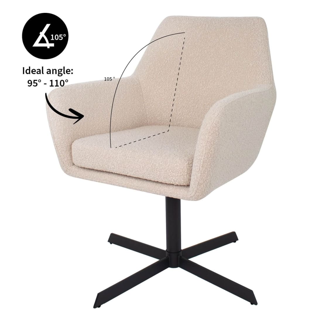 Kick Eetkamerstoel Viktor Boucle - Beige - Bouclé