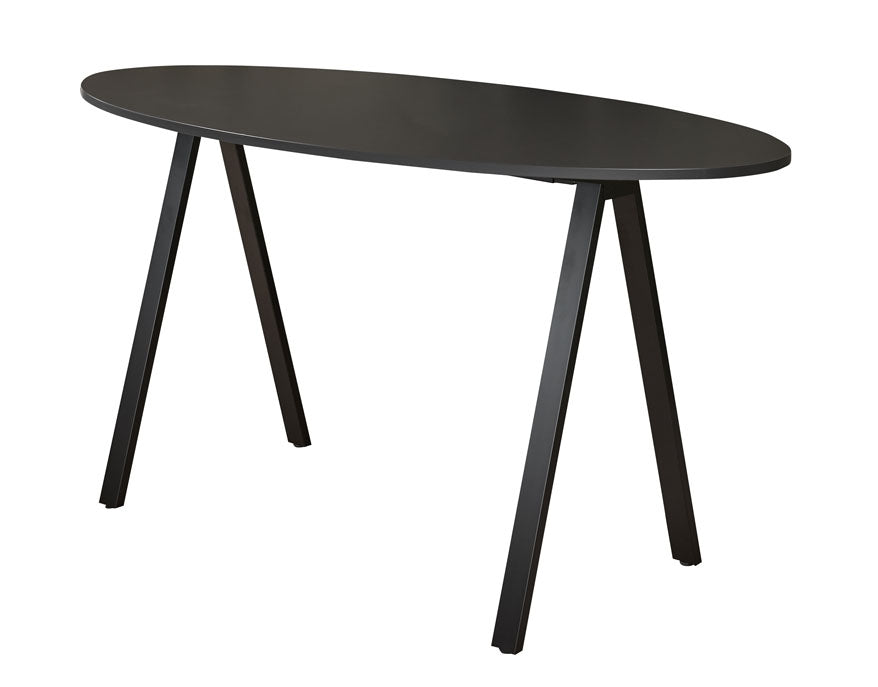 Manhattan Vibe Bartafel Ellips hoog 220x110cm 6 personen - Zwart onderstel - Mat Zwart Blad