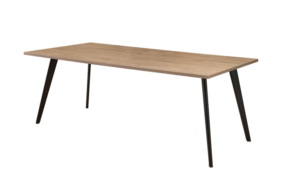 Manhattan Slim Vergadertafel 180x80cm 6 personen - Zwart onderstel - Antraciet Eiken Blad