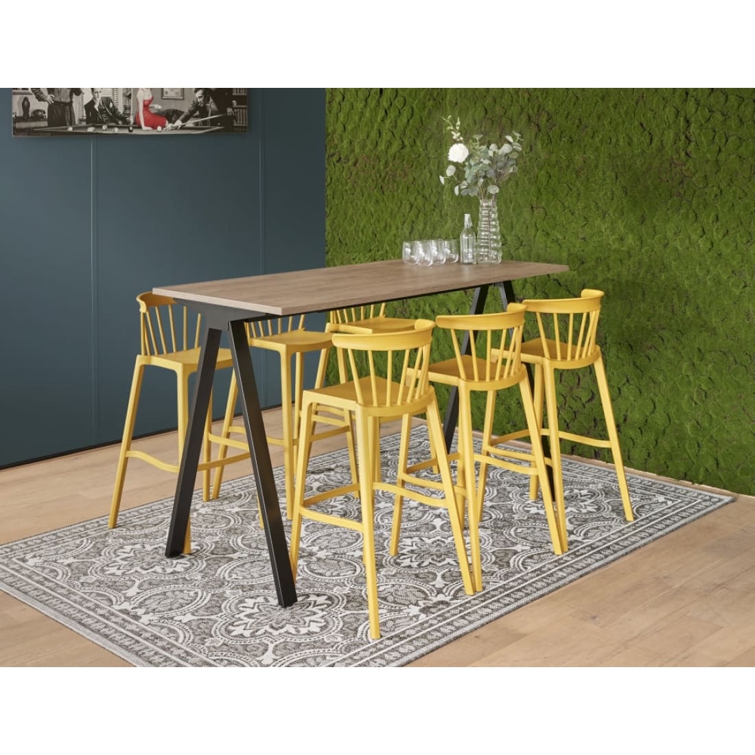 Manhattan Vibe Bartafel 180x80cm 6 personen - Zwart