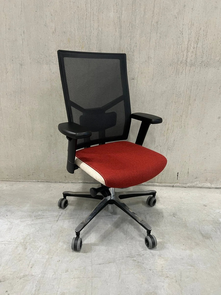 Outlet - Refurbished Bureaustoel Zuidas Mesh Rood/Wit B12