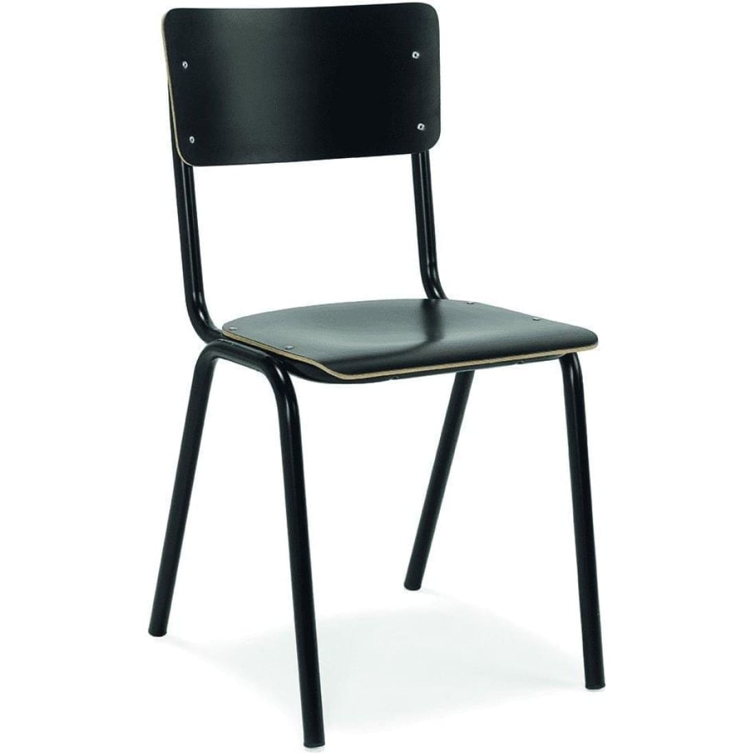 Set van 4 Eetkamerstoel Houten Design Zwart School - Houten