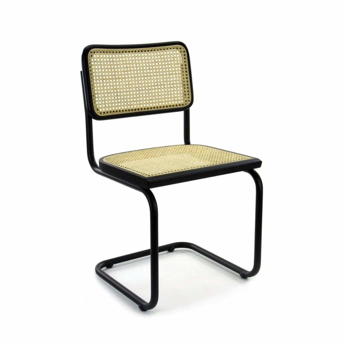 Set van 4 Eetkamerstoel Rotan Design Zwart Bas - Rotan