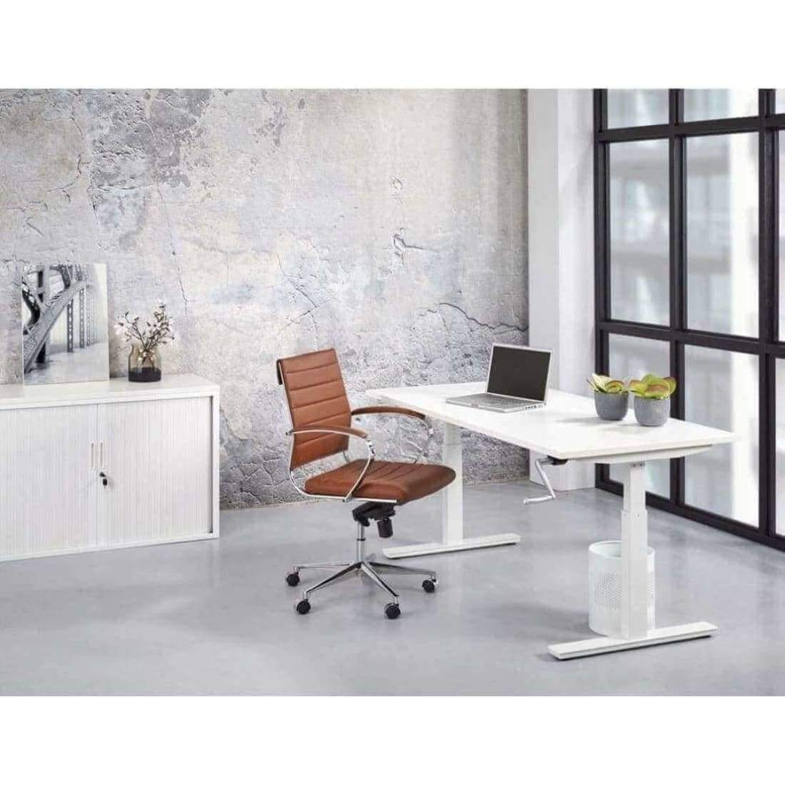 Verstelbaar Zit/Sta Bureau Ergonomisch Slinger Projectas Bureau Woonliving 120x80cm Wit Wit