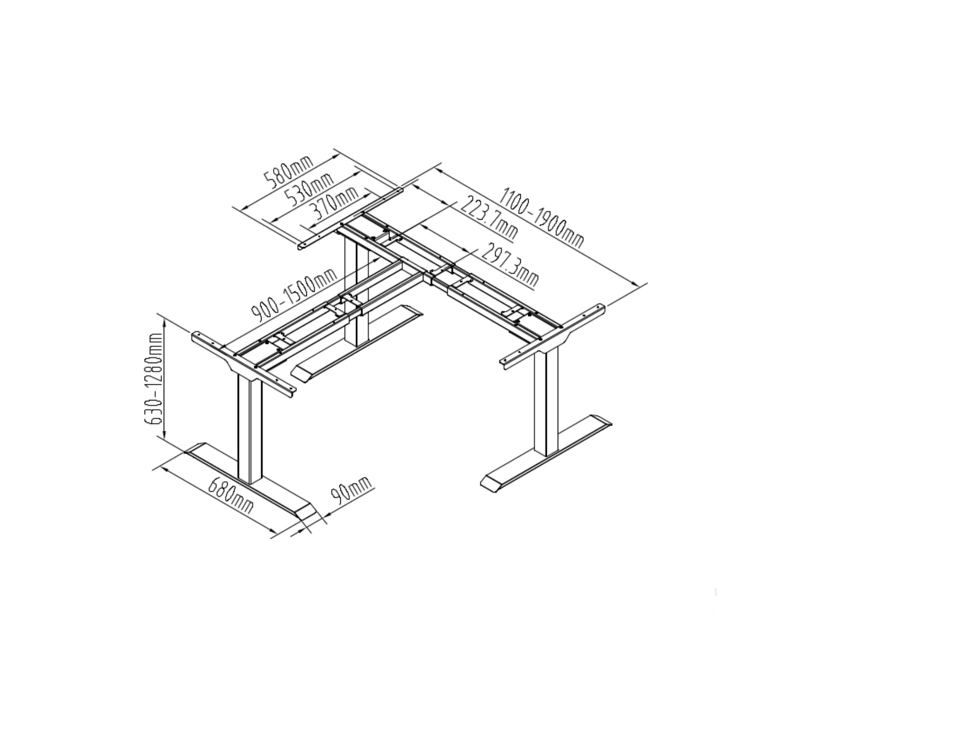 Euroseats Hoekbureau Elektrisch Verstelbaar Zit/Sta - Arbo - 160x120 cm (Ongemonteerd)