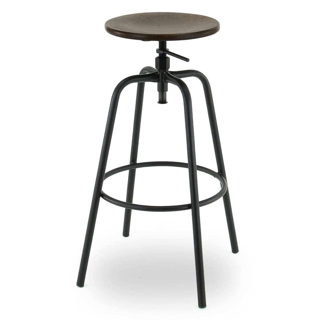 Workliving Barkruk Hoog Rond Vintage Hout - Hoge Barkrukken