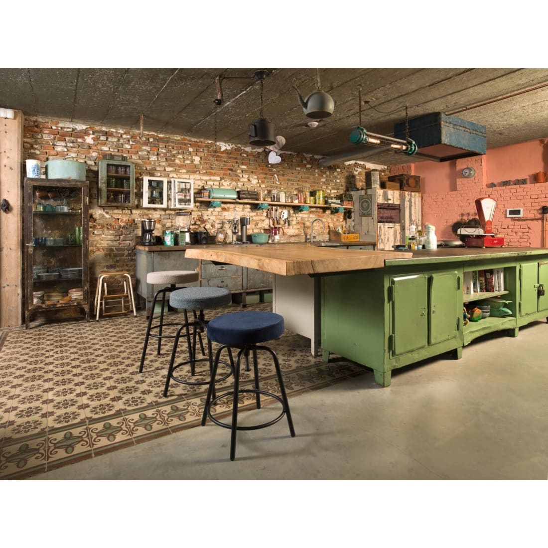 Workliving Barkruk Laag Rond - Society Boucle Shitake - Lage