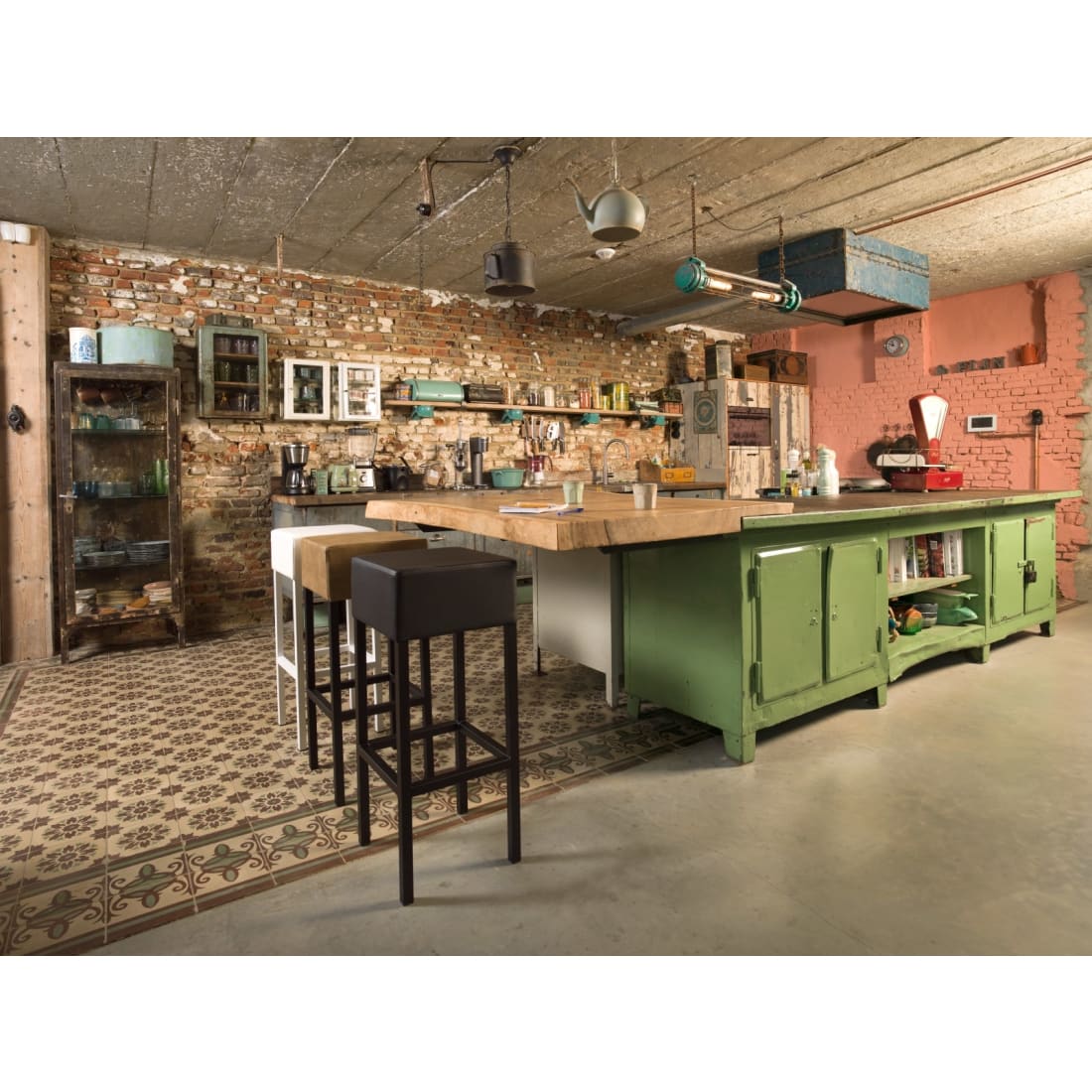 Workliving Barkruk Skai - Cognac / Zwart - Hoge Barkrukken