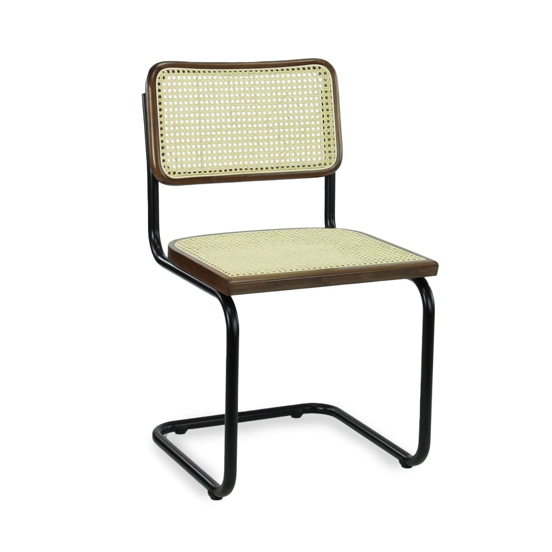 Workliving Bas Eetkamerstoel - Rotan Design Walnoot / Zwart