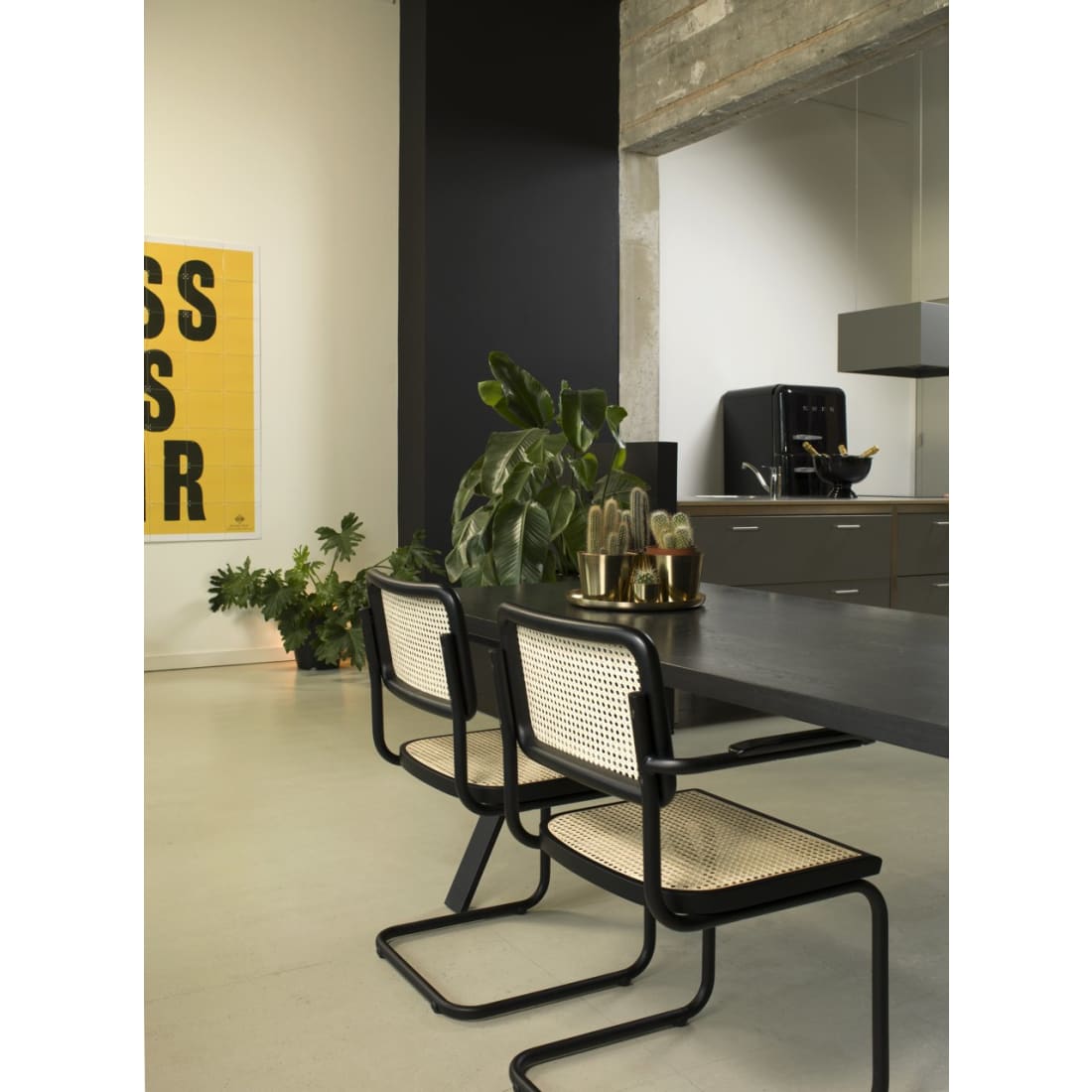 Workliving Bas Eetkamerstoel - Rotan Design Zwart -