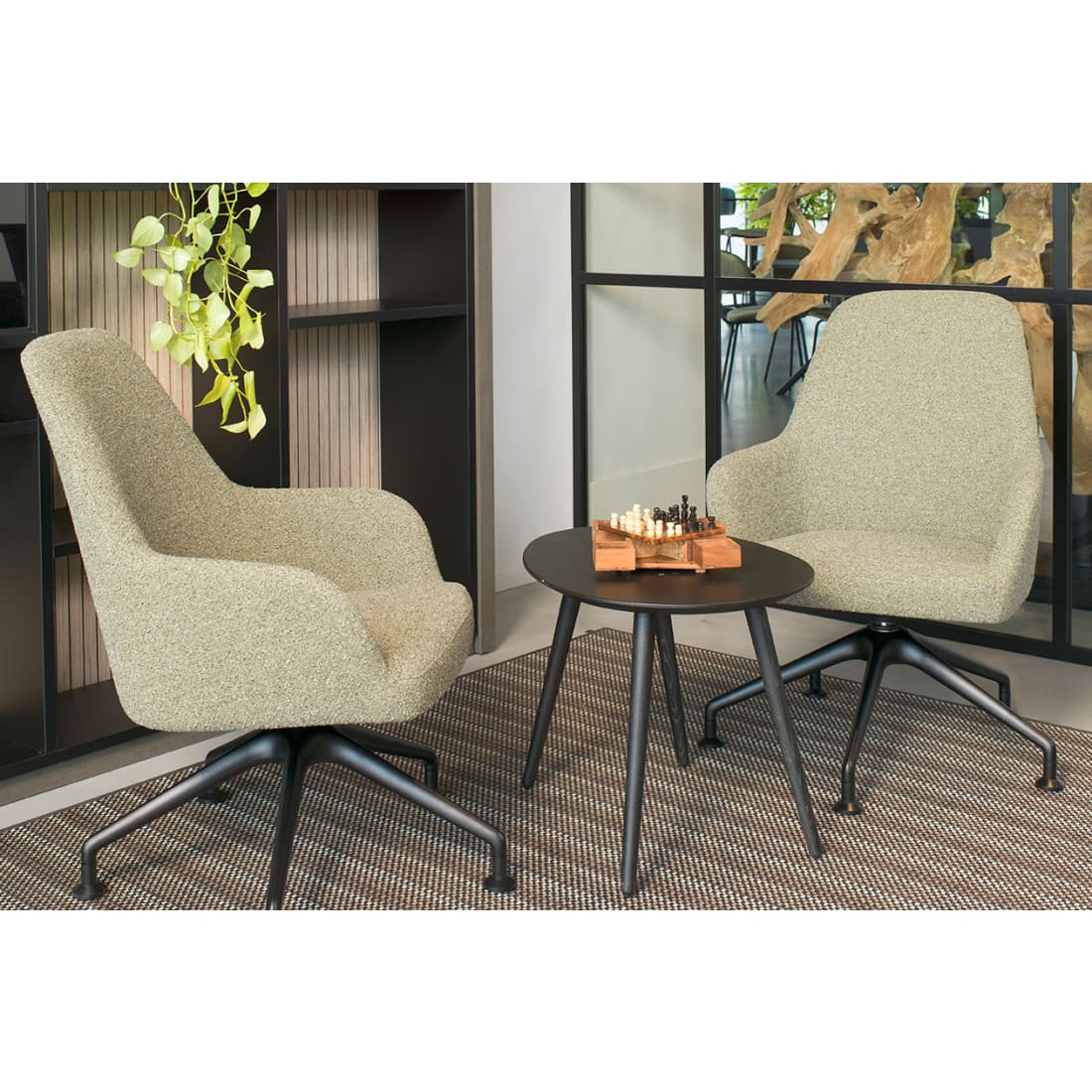 Workliving LoLa Fauteuil Lounge Vijfpoot Zwart Mix & Match