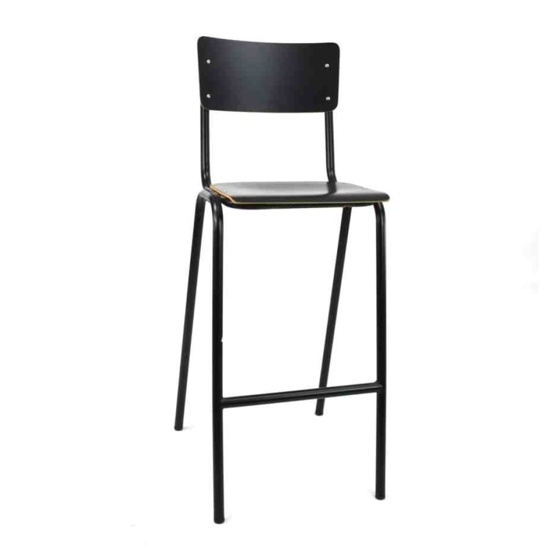 Workliving School Barkruk - Houten Design Zwart - Hoge