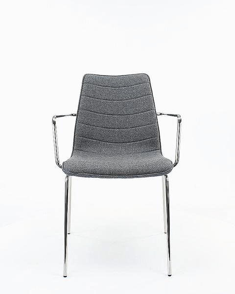 Workliving Verona Eetkamerstoel / Vergaderstoel - Met Armleuningen - Wolvilt Fenice 602 middengrijs - frame zwart - Workliving - Wolvilt eetkamerstoelen- Workliving