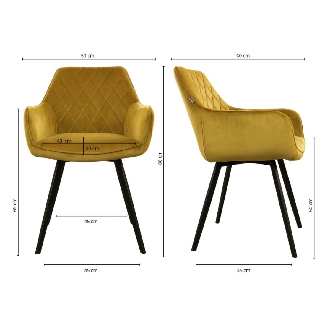 Kick eetkamerstoel Karl Velvet - Goud - Velvet