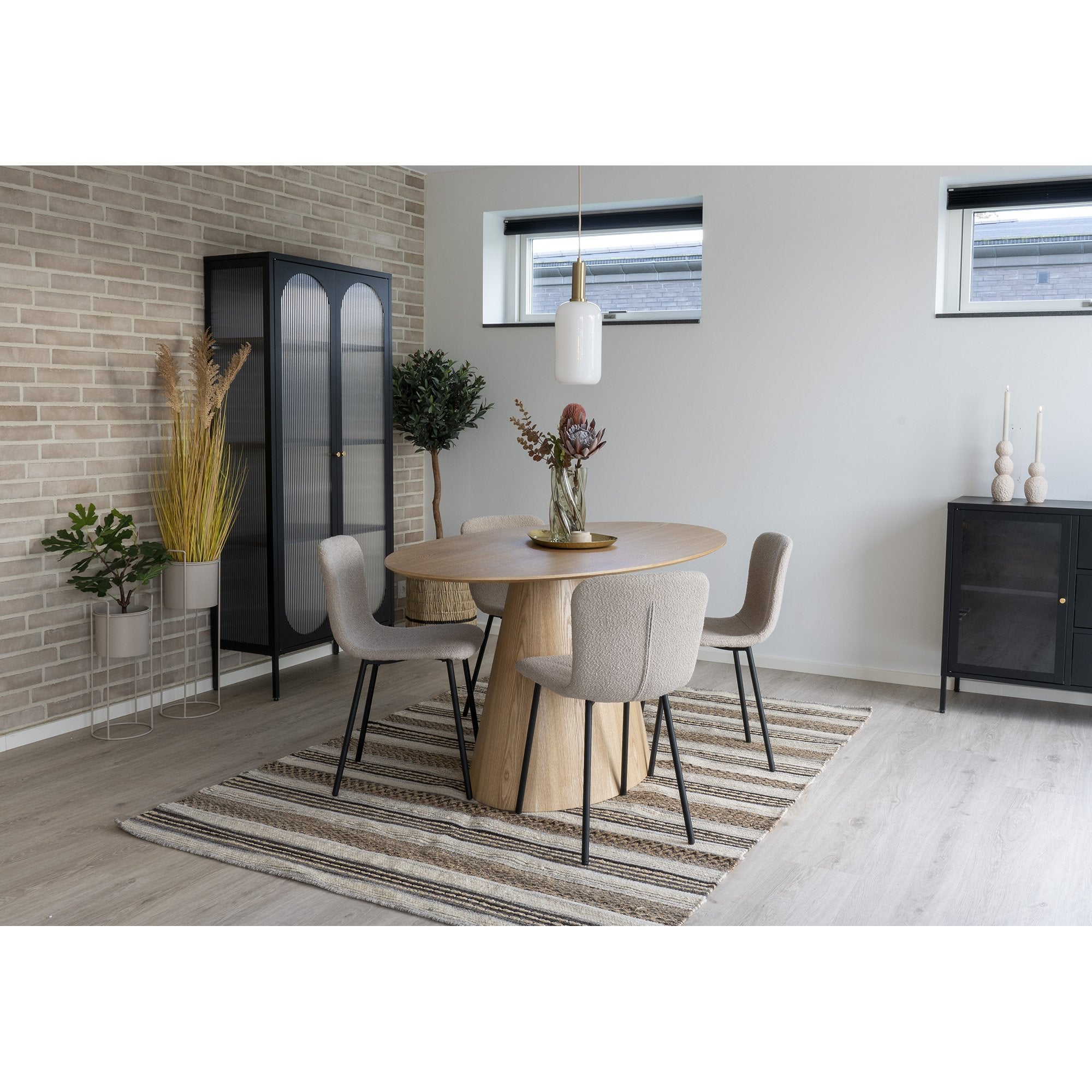 House Nordic Halden - Eetkamerstoel -  Bouclé Beige - Set van 2 - House Nordic - Bouclé eetkamerstoelen- Workliving