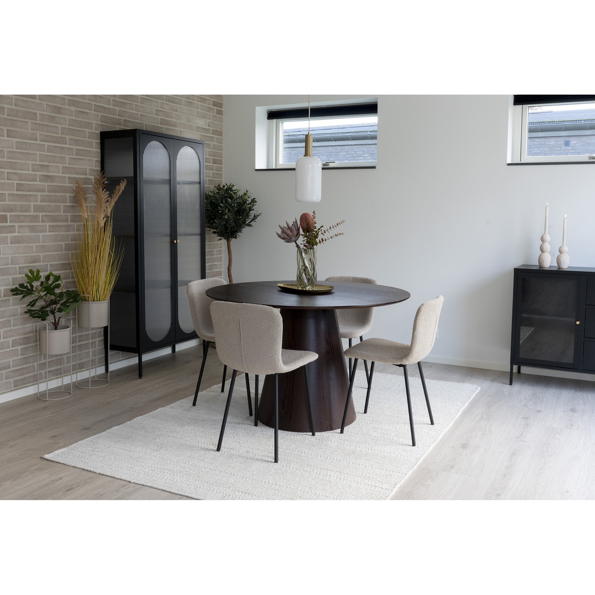House Nordic Halden - Eetkamerstoel -  Bouclé Beige - Set van 2 - House Nordic - Bouclé eetkamerstoelen- Workliving