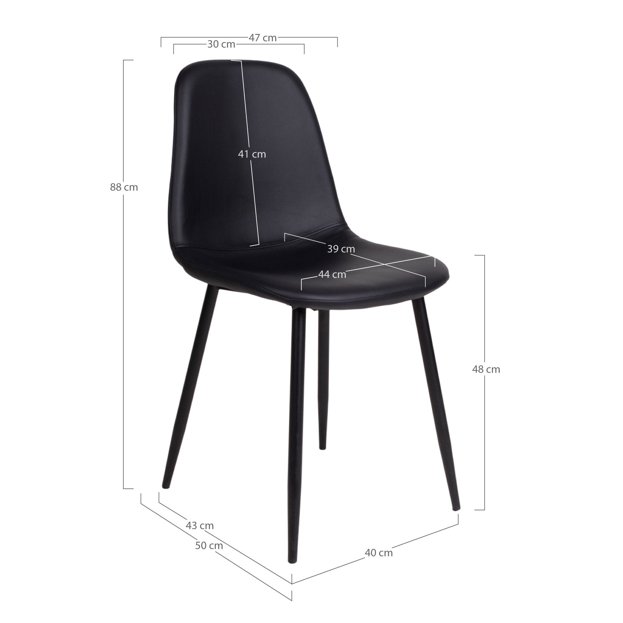 Stockholm Dining Chair - Dining Chair i PU, black with black legs, HN1225 - House Nordic - Dining Chair- Workliving