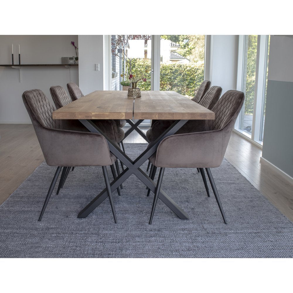 Harbo Dining Chair - Dining Chair in velvet, mushroom with black legs, HN1208 - House Nordic - Dining Chair- Workliving