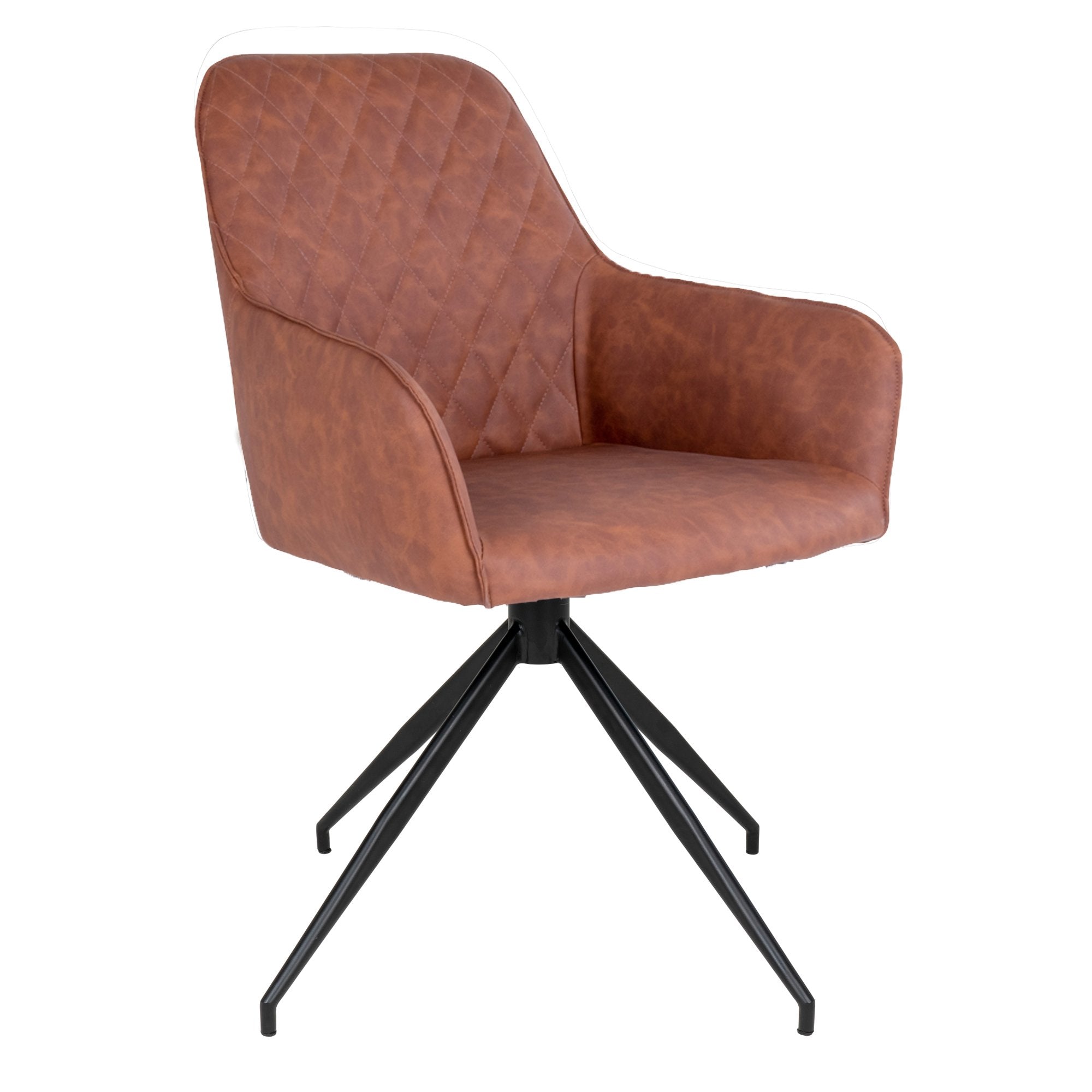 Harbo Dining Chair with Swivel - Dining Chair in PU with Swivel, vintage brown with black legs, HN1220 - House Nordic - Dining Chair- Workliving