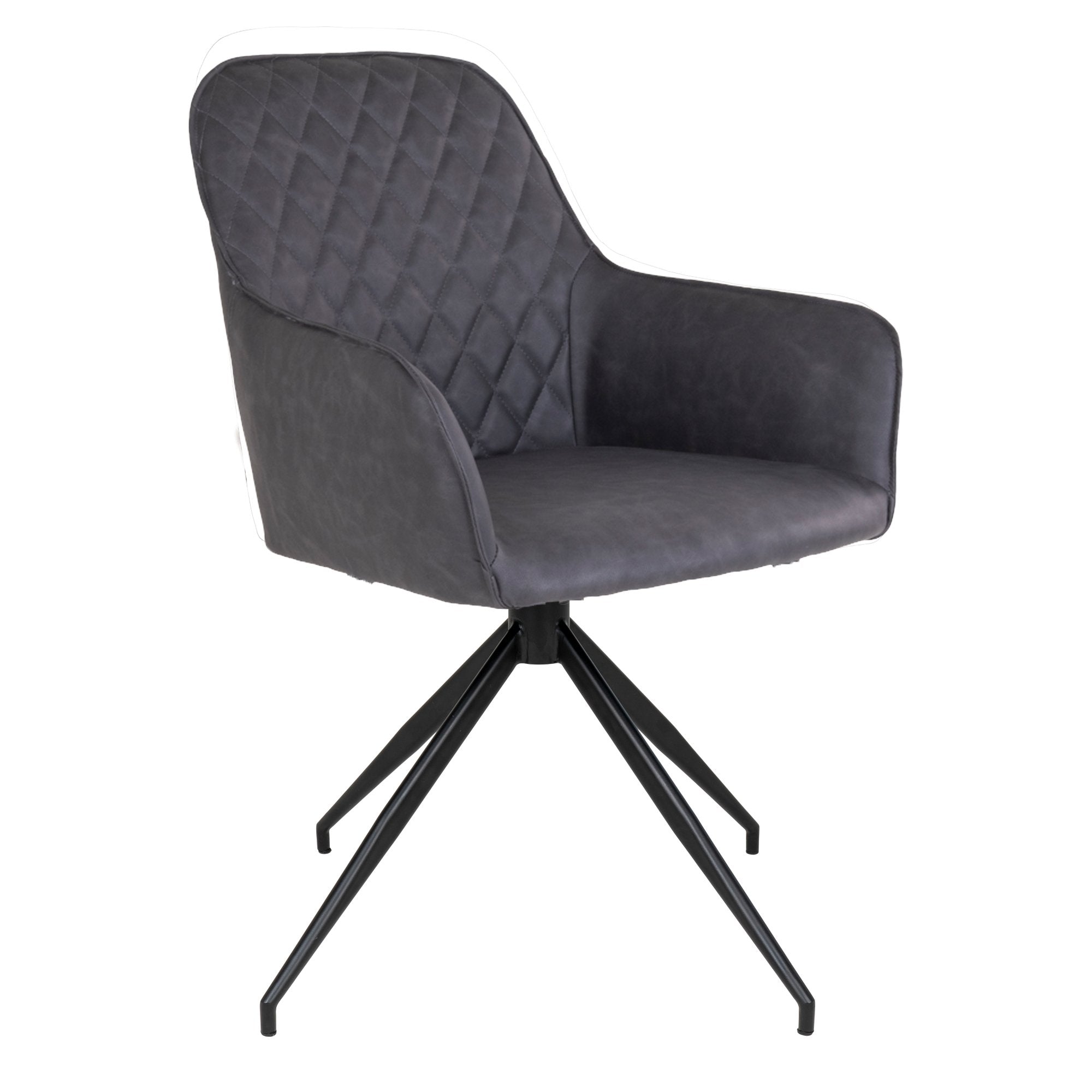 Harbo Dining Chair with Swivel - Dining Chair in PU with Swivel, dark grey with black legs, HN1221 - House Nordic - Dining Chair- Workliving