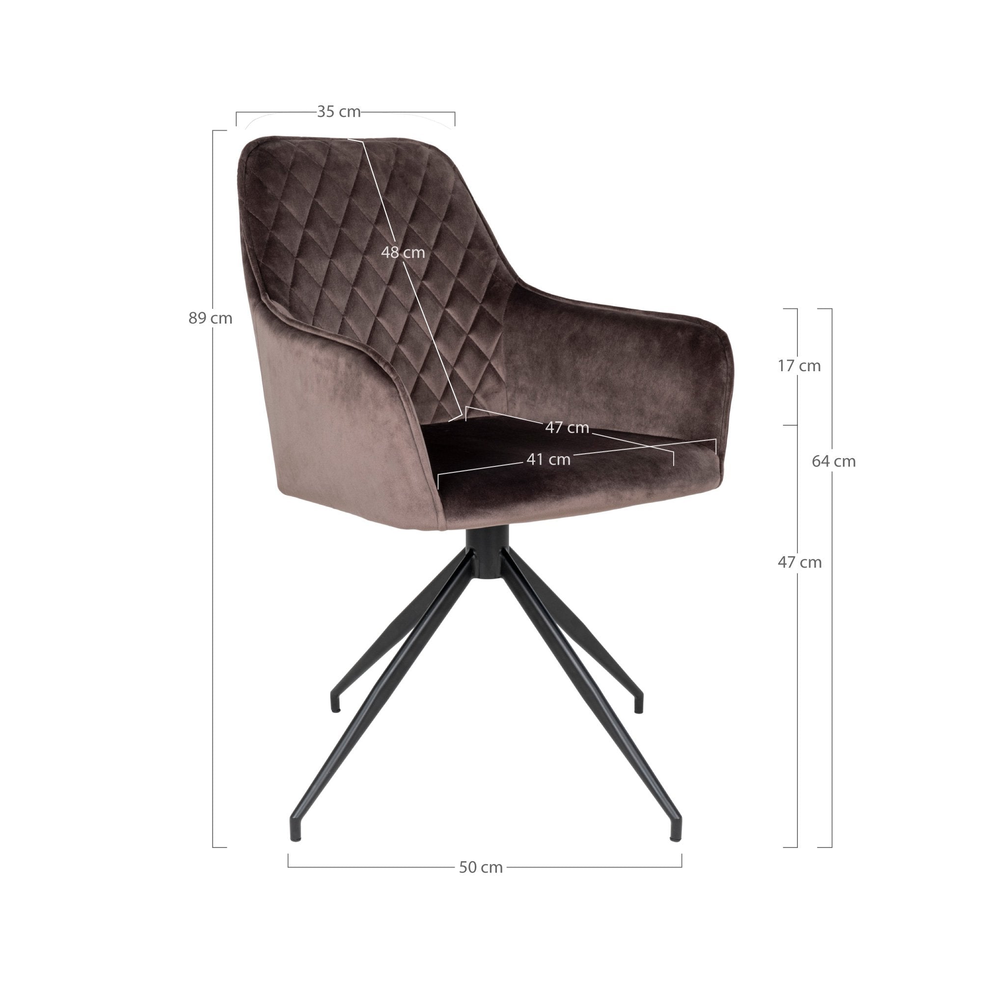 Harbo Dining Chair with Swivel - Dining Chair in velvet with Swivel, mushroom with black legs, HN1208 - House Nordic - Dining Chair- Workliving