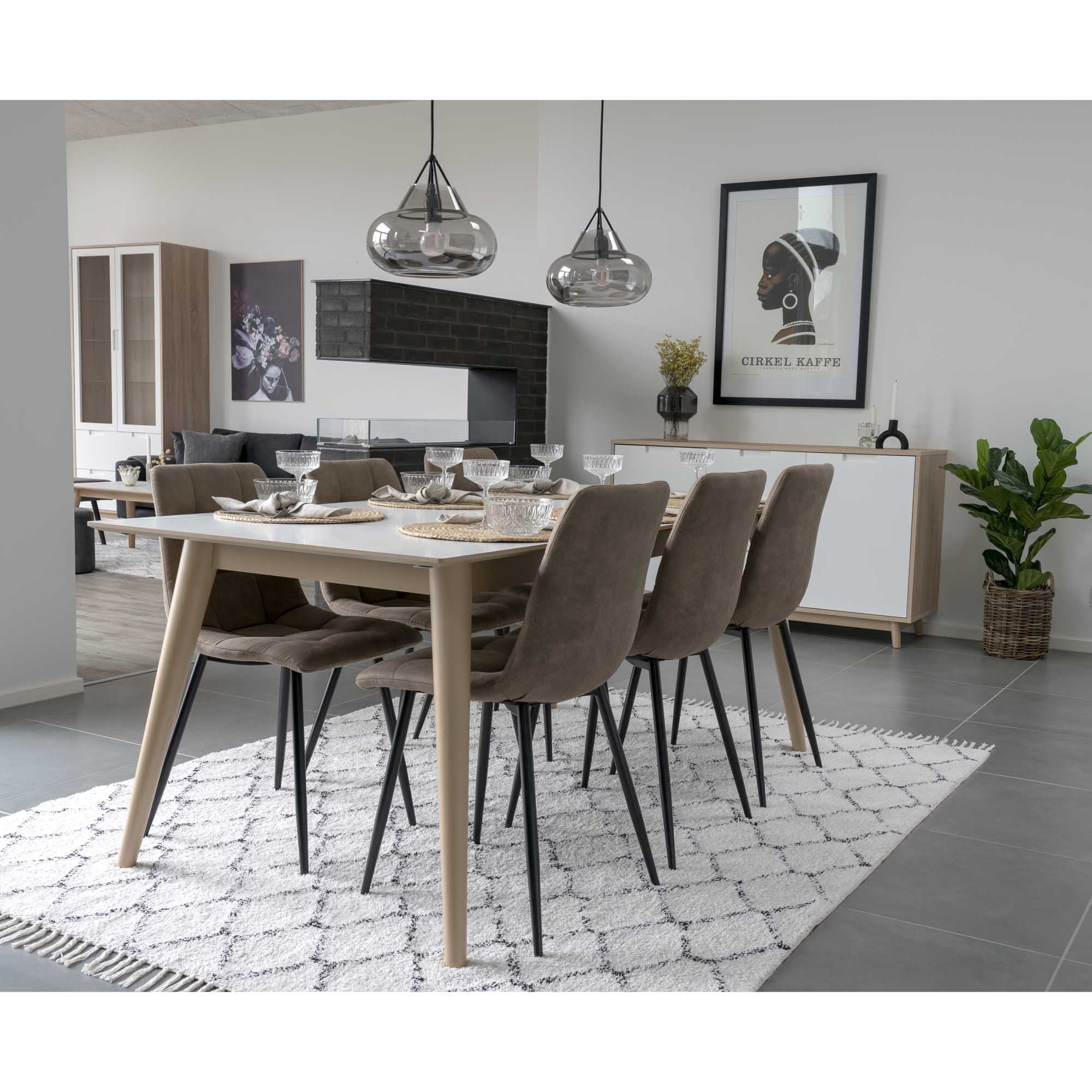 House Nordic Middelfart Eetkamerstoel Lichtbruin - Set van 2