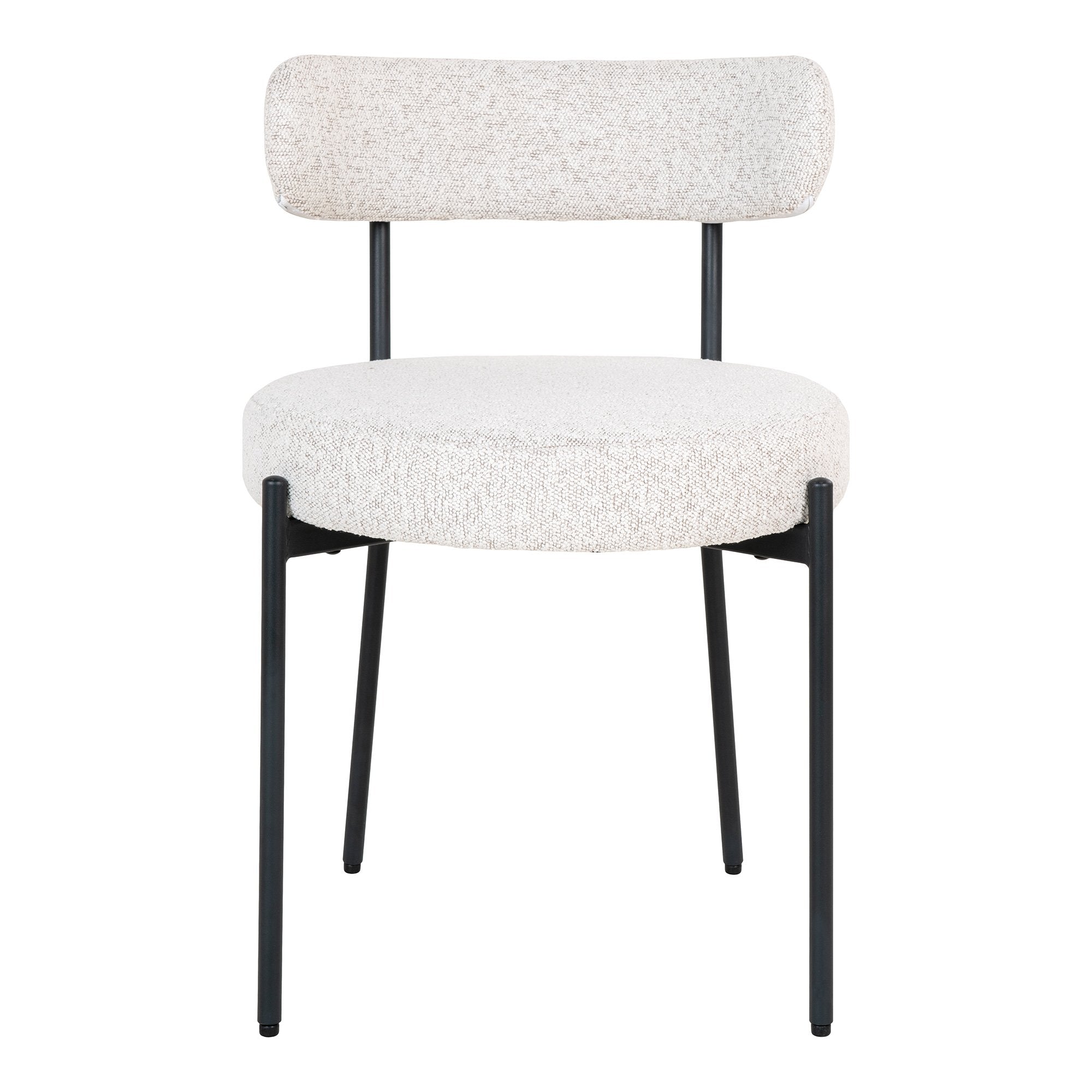 House Nordic Badalona - Eetkamerstoel - Wit bouclé - Zwart frame - Set van 2 - House Nordic - Bouclé eetkamerstoelen- Workliving