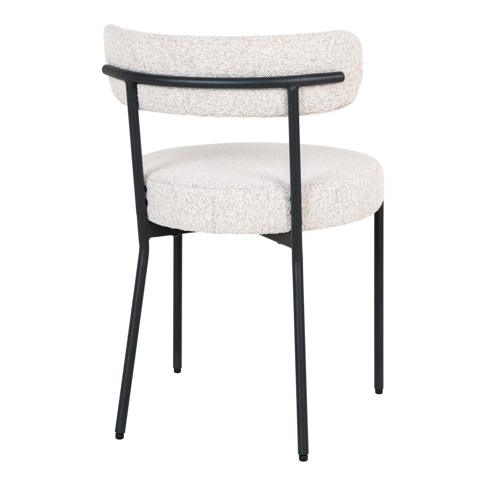 House Nordic Badalona - Eetkamerstoel - Wit bouclé - Zwart frame - Set van 2 - House Nordic - Bouclé eetkamerstoelen- Workliving