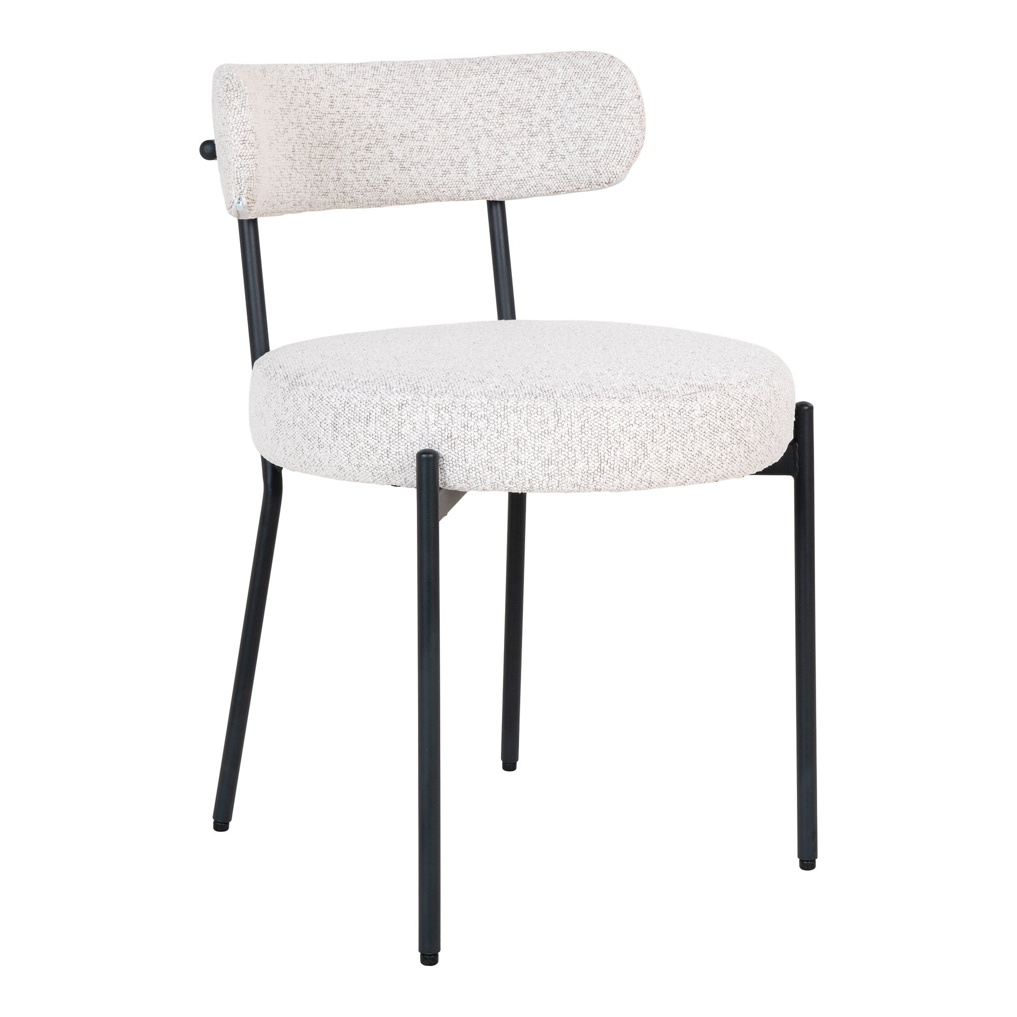House Nordic Badalona - Eetkamerstoel - Wit bouclé - Zwart frame - Set van 2 - House Nordic - Bouclé eetkamerstoelen- Workliving